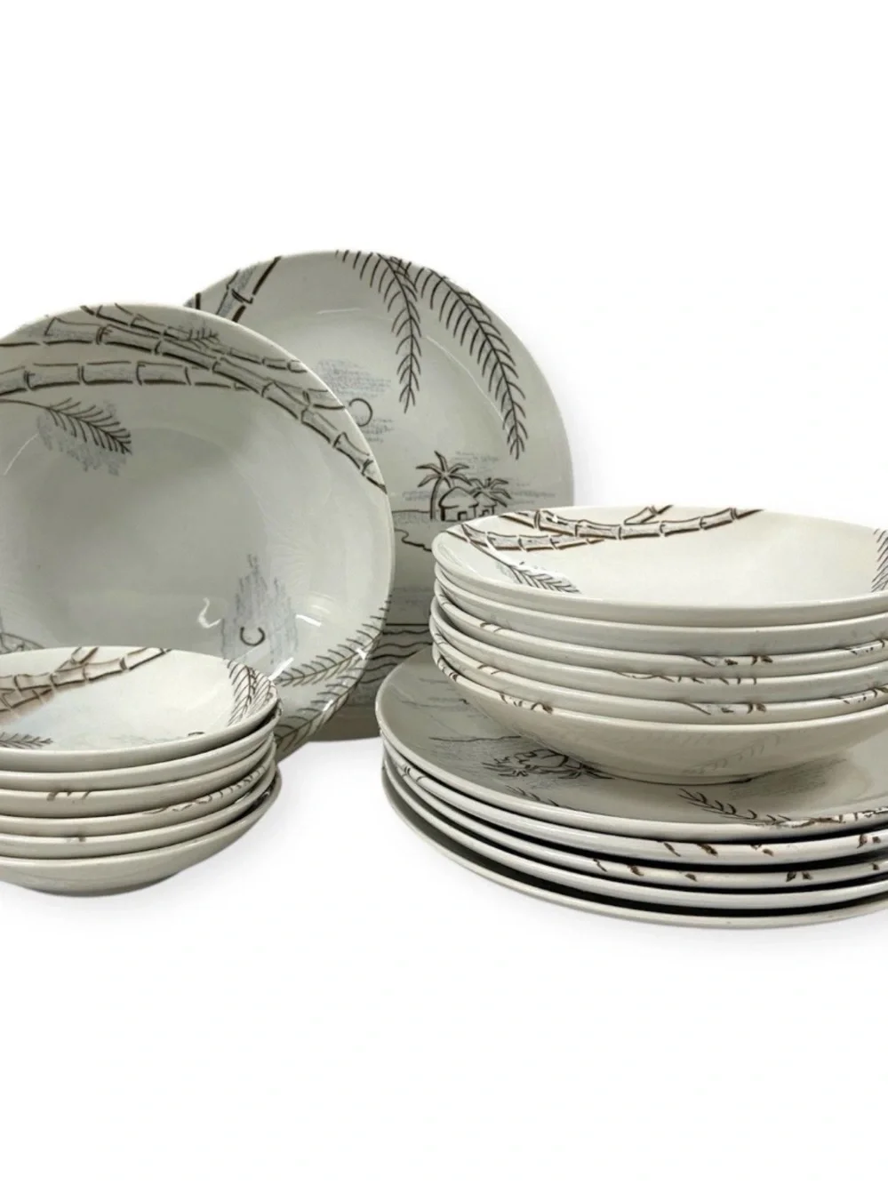 Vintage Harmony House Caribbean 19 Pc Dinnerware Set Japan Dawn Gray Spice